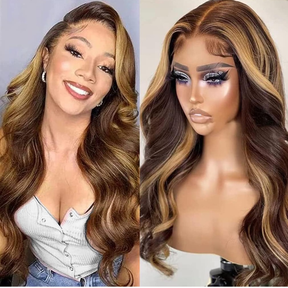 Women Glueless Honey Blonde Body Wave 13x4 Lace Frontal Wigs